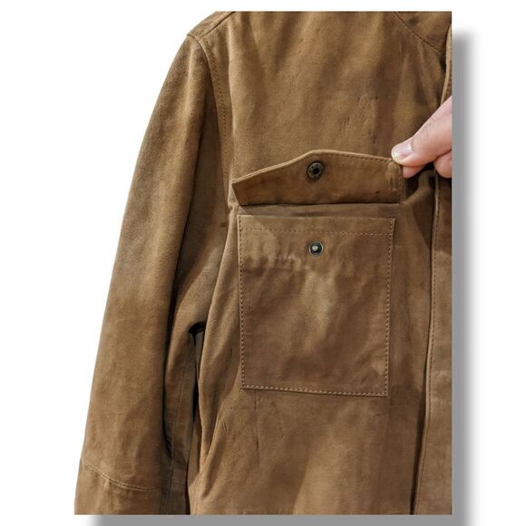 John Varvatos Men's Goat Suede Leather Camel Tan Field Jacket Size S - Picture 10 of 16